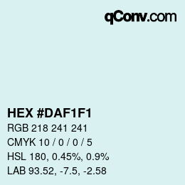 Color code: HEX #DAF1F1 | qconv.com