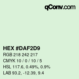 Color code: HEX #DAF2D9 | qconv.com