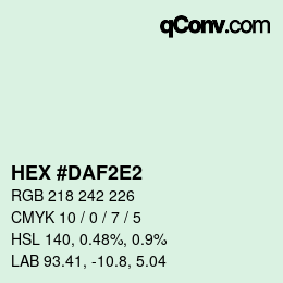 カラーコード: HEX #DAF2E2 | qconv.com
