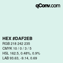 Color code: HEX #DAF2EB | qconv.com