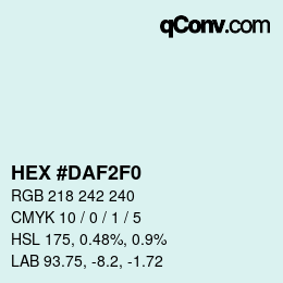 Color code: HEX #DAF2F0 | qconv.com