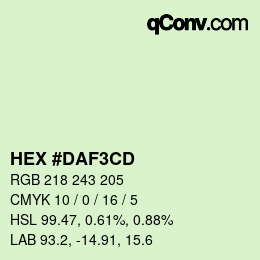 Color code: HEX #DAF3CD | qconv.com