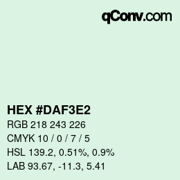 Color code: HEX #DAF3E2 | qconv.com