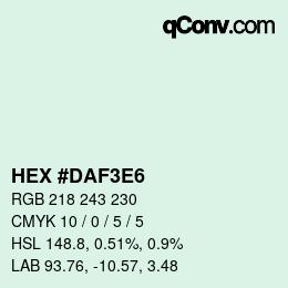 Color code: HEX #DAF3E6 | qconv.com