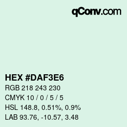 カラーコード: HEX #DAF3E6 | qconv.com
