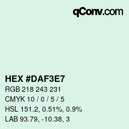 カラーコード: HEX #DAF3E7 | qconv.com