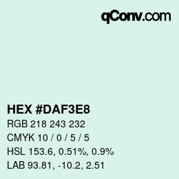 Color code: HEX #DAF3E8 | qconv.com