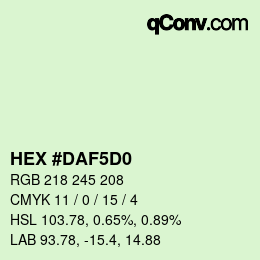 Color code: HEX #DAF5D0 | qconv.com