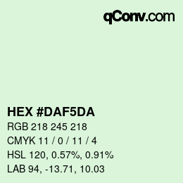 Color code: HEX #DAF5DA | qconv.com