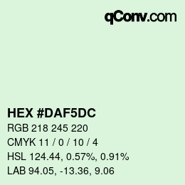 カラーコード: HEX #DAF5DC | qconv.com