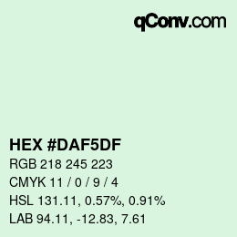 Color code: HEX #DAF5DF | qconv.com