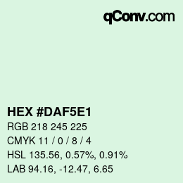 カラーコード: HEX #DAF5E1 | qconv.com
