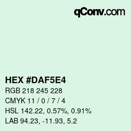 Color code: HEX #DAF5E4 | qconv.com