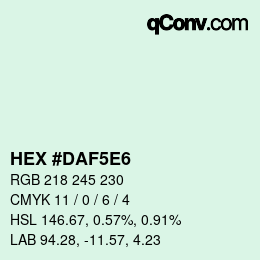 Color code: HEX #DAF5E6 | qconv.com