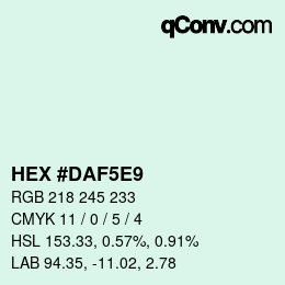 Farbcode: HEX #DAF5E9 | qconv.com