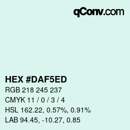 カラーコード: HEX #DAF5ED | qconv.com