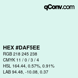 Color code: HEX #DAF5EE | qconv.com