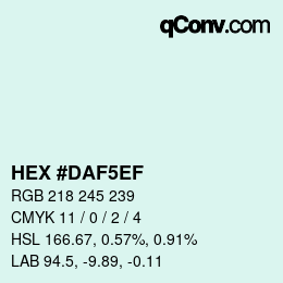 カラーコード: HEX #DAF5EF | qconv.com