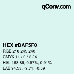 Color code: HEX #DAF5F0 | qconv.com
