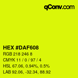 Color code: HEX #DAF608 | qconv.com