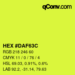 Color code: HEX #DAF63C | qconv.com
