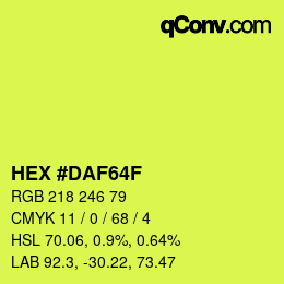 Color code: HEX #DAF64F | qconv.com