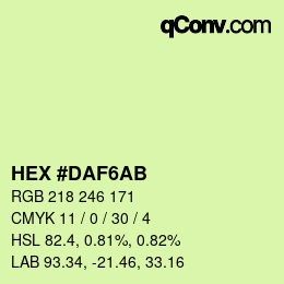 Color code: HEX #DAF6AB | qconv.com