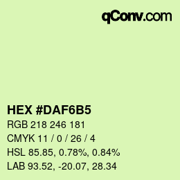 Color code: HEX #DAF6B5 | qconv.com