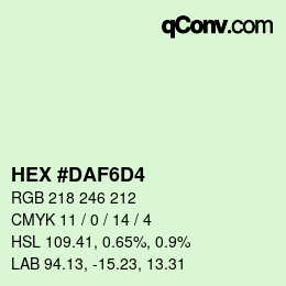 カラーコード: HEX #DAF6D4 | qconv.com
