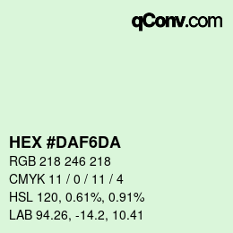 Color code: HEX #DAF6DA | qconv.com