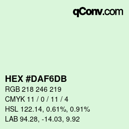 カラーコード: HEX #DAF6DB | qconv.com