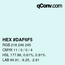 Color code: HEX #DAF6F5 | qconv.com