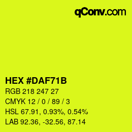 カラーコード: HEX #DAF71B | qconv.com