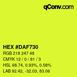 Color code: HEX #DAF730 | qconv.com