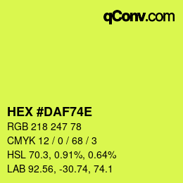 カラーコード: HEX #DAF74E | qconv.com