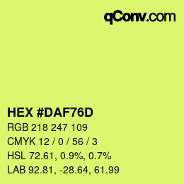 カラーコード: HEX #DAF76D | qconv.com