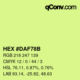 Color code: HEX #DAF78B | qconv.com