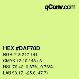 カラーコード: HEX #DAF78D | qconv.com