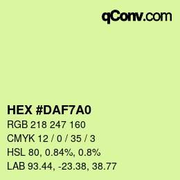 カラーコード: HEX #DAF7A0 | qconv.com
