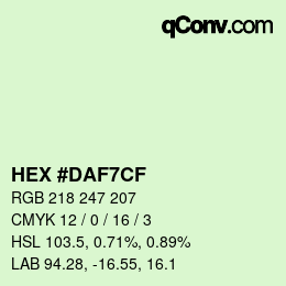 Color code: HEX #DAF7CF | qconv.com