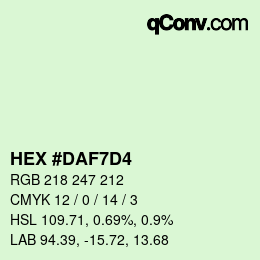 カラーコード: HEX #DAF7D4 | qconv.com