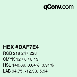 Code couleur: HEX #DAF7E4 | qconv.com