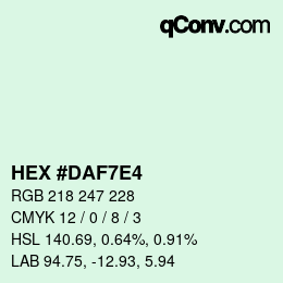 カラーコード: HEX #DAF7E4 | qconv.com