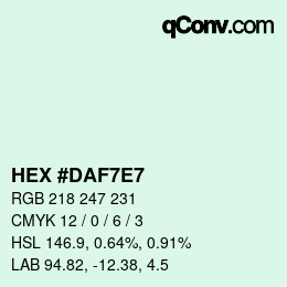 カラーコード: HEX #DAF7E7 | qconv.com