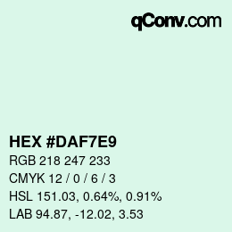 Color code: HEX #DAF7E9 | qconv.com