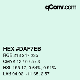 カラーコード: HEX #DAF7EB | qconv.com