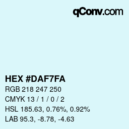 Color code: HEX #DAF7FA | qconv.com