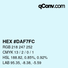 Color code: HEX #DAF7FC | qconv.com