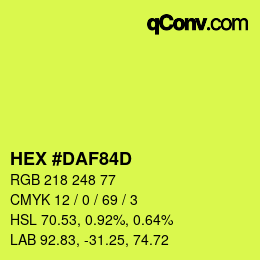 Color code: HEX #DAF84D | qconv.com