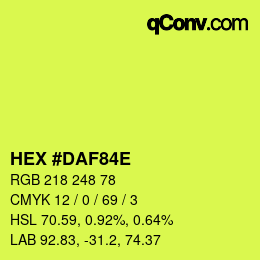 Color code: HEX #DAF84E | qconv.com